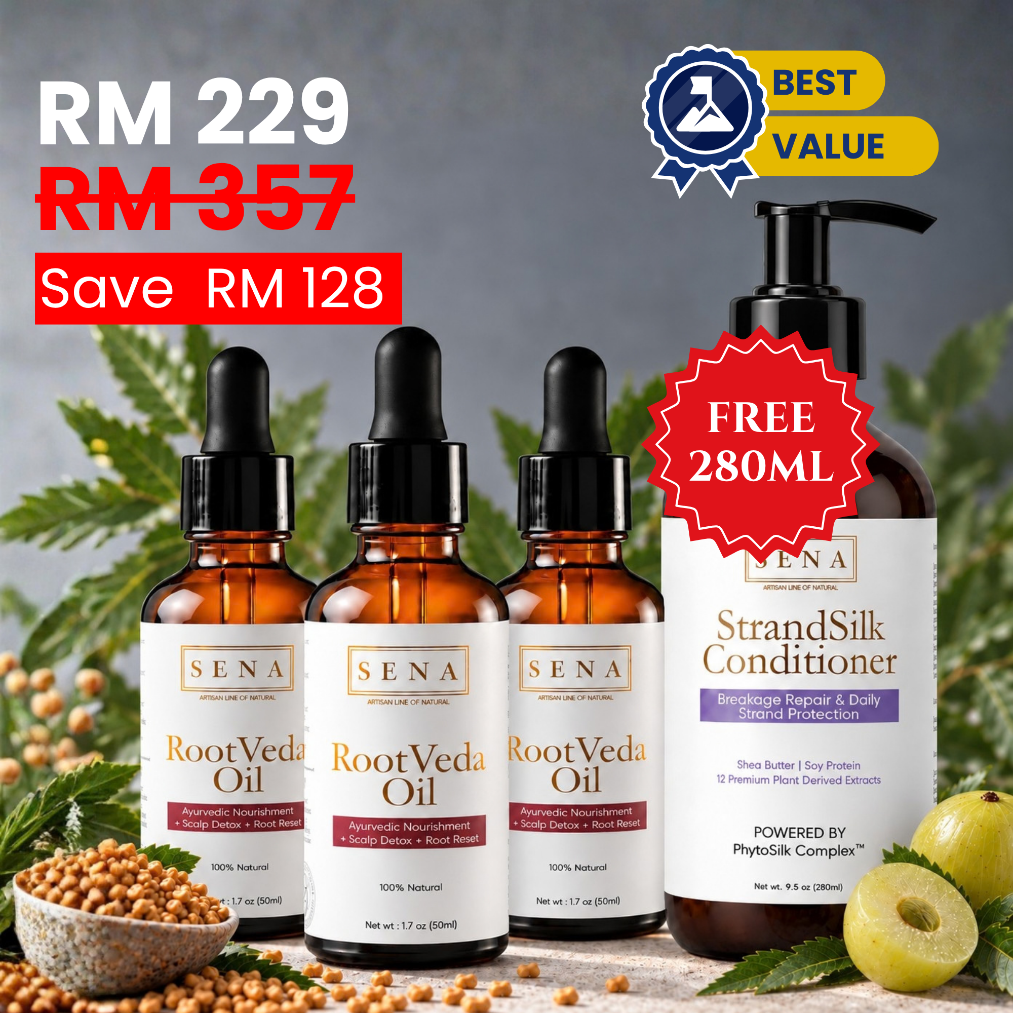 RootVeda Oil | FULL SCALP RESET 3x