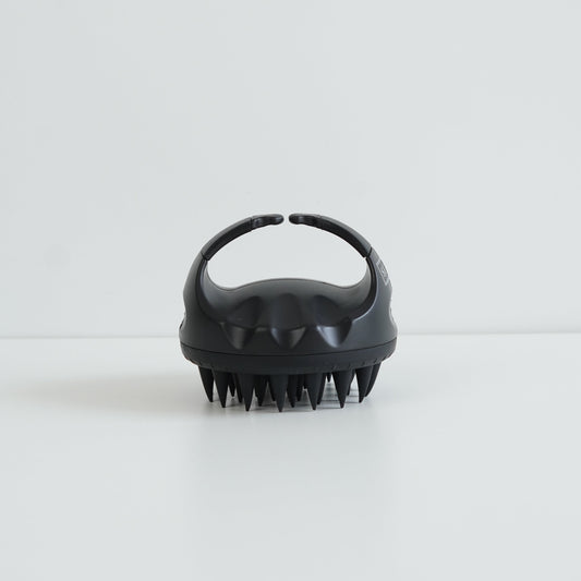 SENA black silicone scalp massager brush for hair growth and relaxation